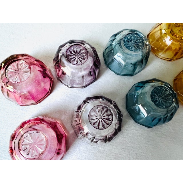 Mid 20th Century Set of 9 Vintage Fostoria Glass Salt Cellars - Amber Rose Lilac Blue Clear For Sale - Image 5 of 7