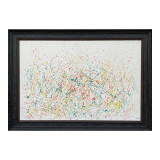 Colourful Abstract Flowers on White Background - Unique Original Art by Contemporary British Artist, 2021 For Sale