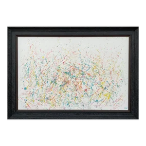 Colourful Abstract Flowers on White Background - Unique Original Art by Contemporary British Artist, 2021
