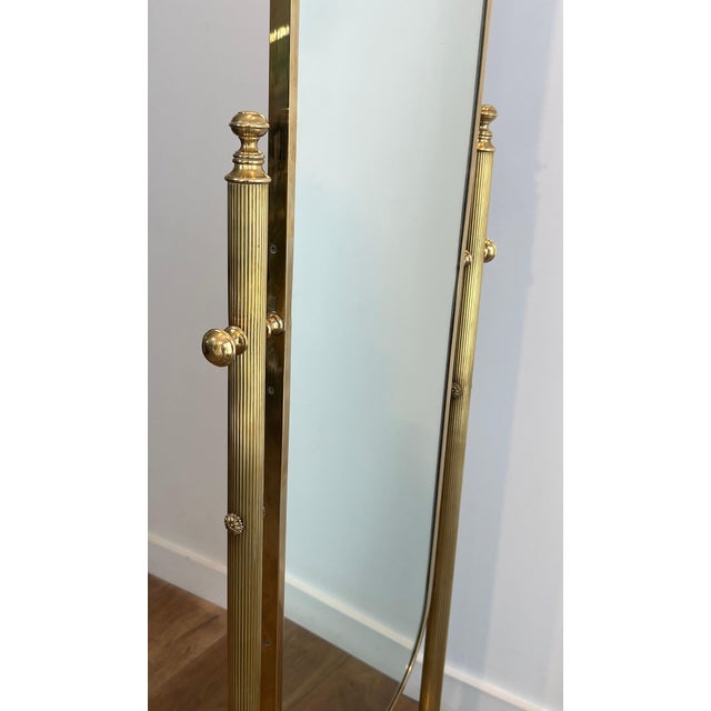 Metal Neoclassical brass floor mirror in the style of Maison Jansen For Sale - Image 7 of 12