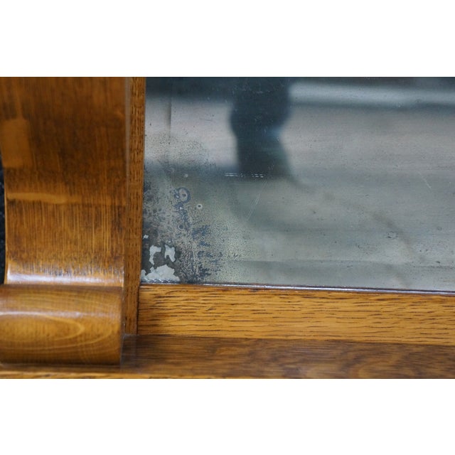 Antique Victorian Quartersawn Oak American Empire Mantel Mirror Backsplash 60" For Sale - Image 11 of 12