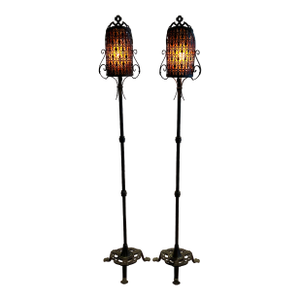 Rare Pair C. 1920’s Original Art’s & Crafts Floor Lamps