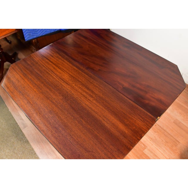 1850 Antique English Federal Mahogany Flip-Top Pair Game Tables / Console Tables For Sale - Image 10 of 18