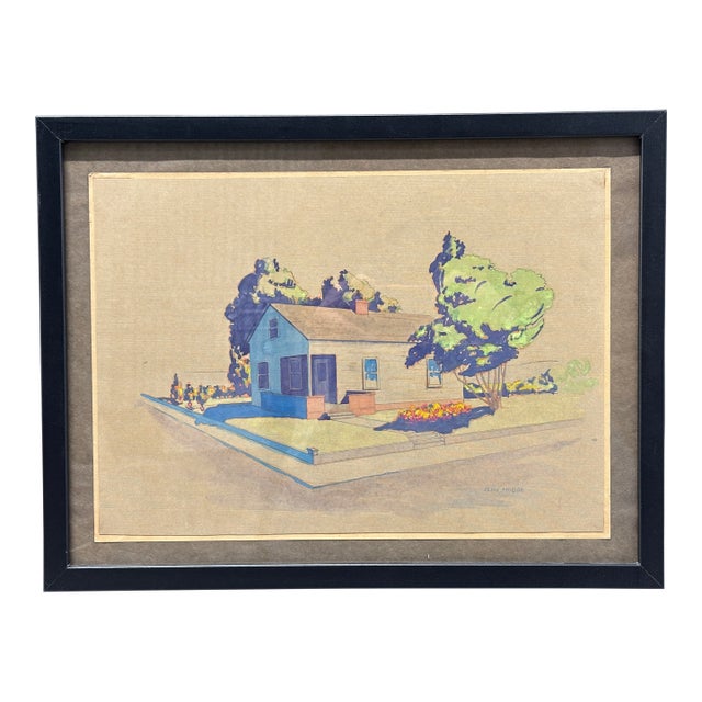 Architectual Study by Indiana Artist Zeno Hodge, Ca 1940s For Sale
