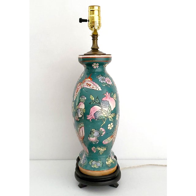 Mid 20th Century Lamp Ginger Jar Butterflies For Sale - Image 5 of 11