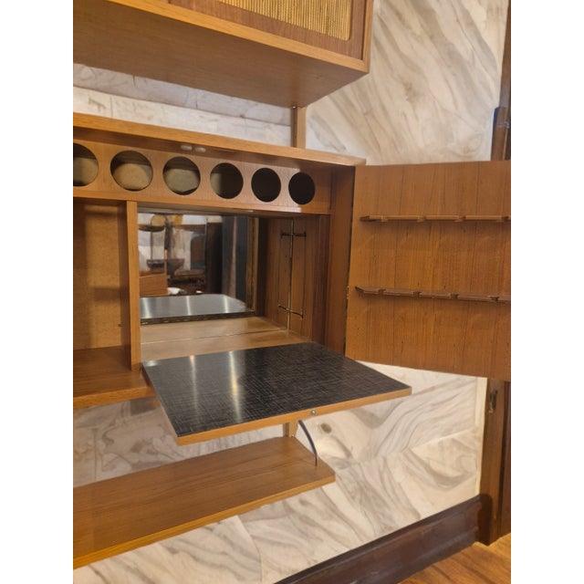 Wood Mid-Century Scandinavian Rival Wall-Mounted Bar Cabinet in Teak by Kjell Riise for Brødrene Jåtog, 1960s For Sale - Image 7 of 12