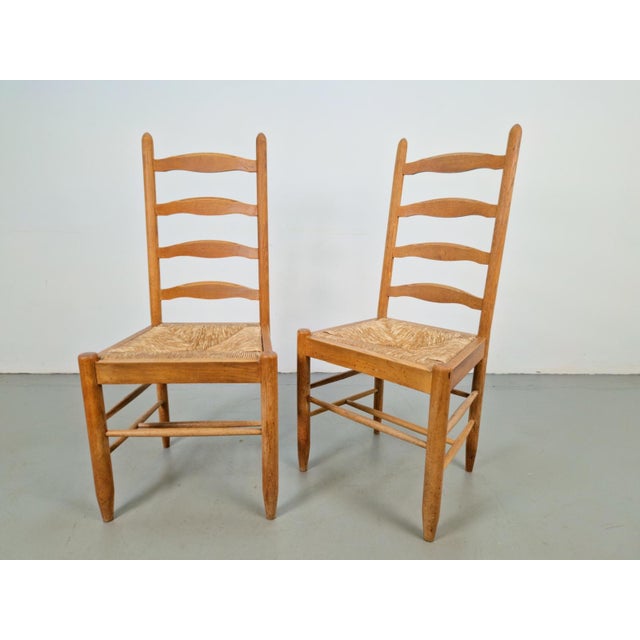 Vintage Brutalist Wicker Ladder Chairs in the style of Charlotte Perriand, 1960s, Set of 2 For Sale - Image 12 of 12