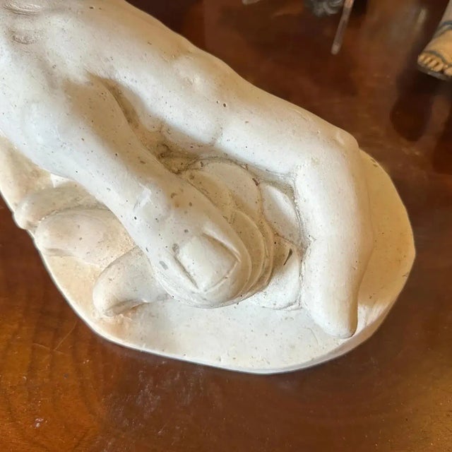 White Authentic Italian 1950s Plaster Anatomical Hand Study of a Hand Holding Coins For Sale - Image 8 of 8
