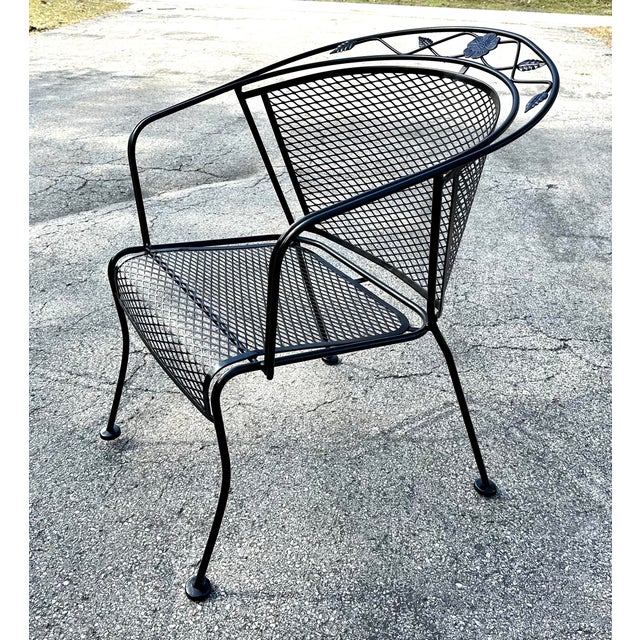 Late 20th Century Sam Blount Wrought Iron Patio Chairs & Dining Table