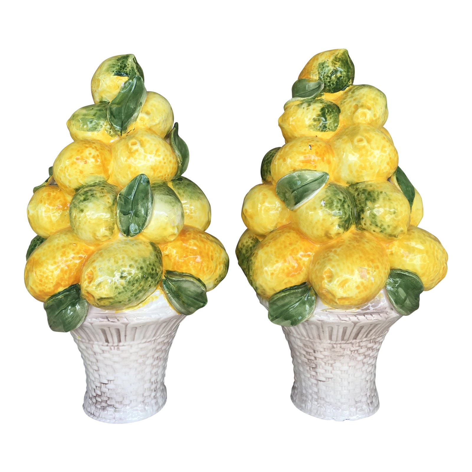 Italian Porcelain Lemon Topiaries - a Pair | Chairish