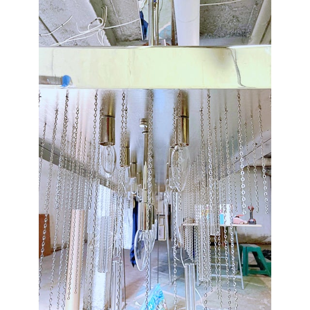 Nickel Polished Chandelier With Hexagon Glass by Lmd Custom Lighting For Sale - Image 10 of 12