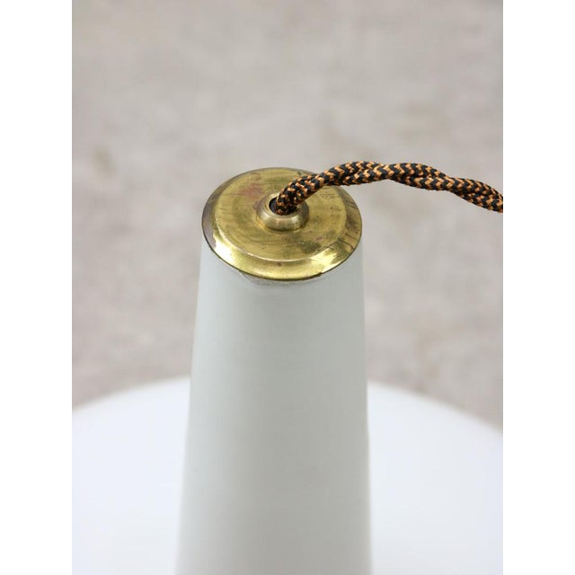 Mid-Century Italian Brass and Opaline Hat Pendant Lamp For Sale - Image 13 of 15