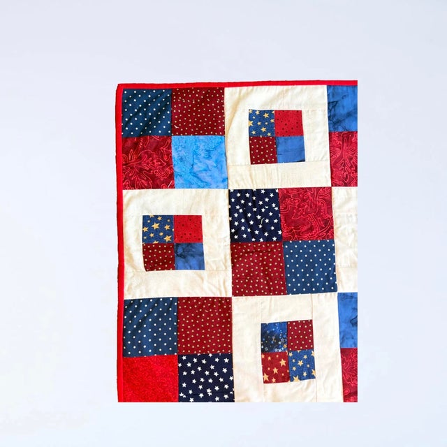 Late 20th Century Vintage Handmade Americana Patchwork Quilt by Piedmont Quilters Guild For Sale - Image 5 of 7