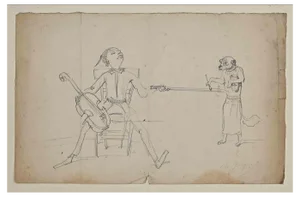 Philippe Charles Jacquet, Musician, Original Drawing on Paper, Mid 19th-Century