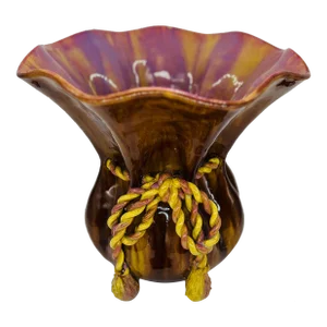 Highly Unusual French Majolica Rope Twist Vase or Jardiniere