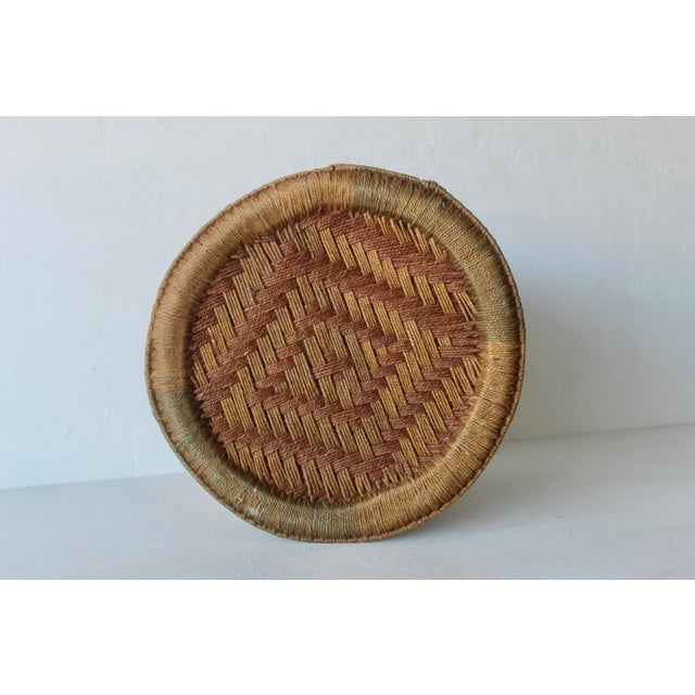 Vintage Woven Bamboo Rattan Woven Cane Wicker Stool Mid-Century For Sale - Image 12 of 17