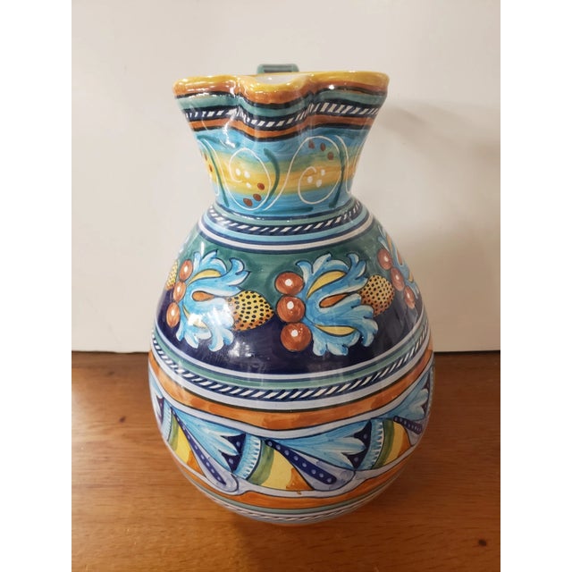 Deruta Circa 1970 Italian Deruta Ware Faience Pottery Stamped Pitcher, Made in Italy For Sale - Image 4 of 9