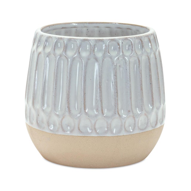 Add timeless elegance to your space with this Set of Ribbed Porcelain Vases. Featuring a modern two-tone beige and brown...