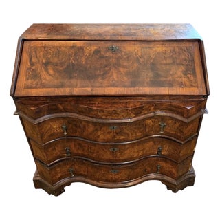Antique 18th Italian C Oyster Burl Walnut Slant Front Secretary Desk For Sale