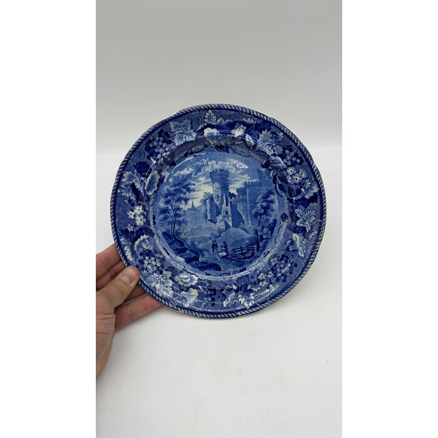 A Blue Dark Transfer Decorated Staffordshire Plate "Part of Goodridge Castle, Kent", by Enoch Woods, Circa 1830's Made in...
