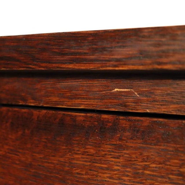 Wood Vintage Stickley Arts & Crafts Mission Oak & Hammered Copper File Cabinet C1920 For Sale - Image 7 of 15