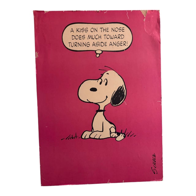 Vintage Peanuts Snoopy Quote Poster — Mid-Century Licensed Print For Sale