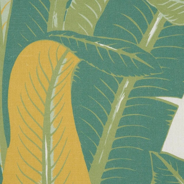 Hollywood Regency Sample - Schumacher Tropical Isle Fabric in Green on Ivory For Sale - Image 3 of 4