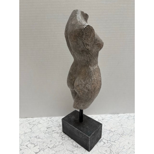 Sculptural Nude Torso Decor Accent on Wood Base For Sale - Image 4 of 4