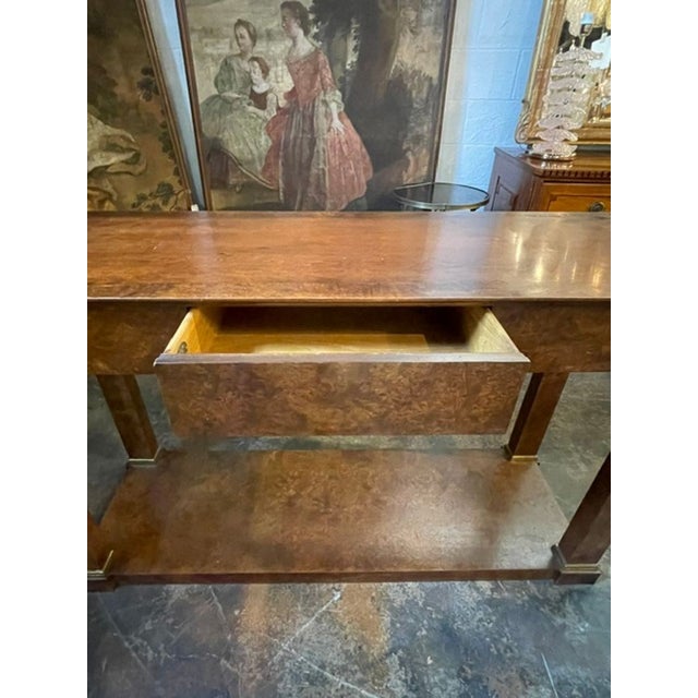 Transitional Vintage Baker Empire Style Burl-Wood Console For Sale - Image 3 of 9