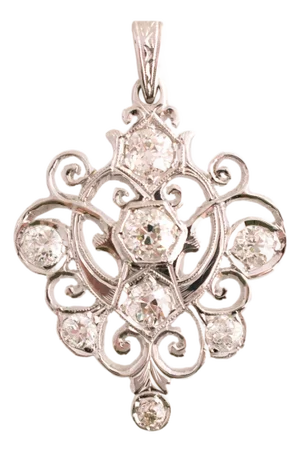 Antique 8 Old Mine Cut Diamond Hand Pierced Pendant