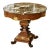 Round Marble Top Center Table With Hand-Carved Wood Pedestal & Gold Leaf Accents For Sale
