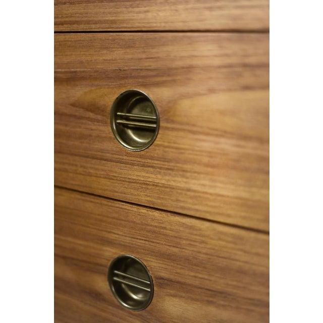 Mid-Century Danish Modern High Teak Highboy with Brass Handles, 1960s For Sale - Image 4 of 18