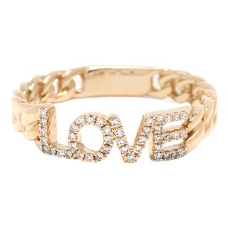 0.12ctw Diamond Love Band Ring, 14k Yellow Gold, Ring Size 7 For Sale