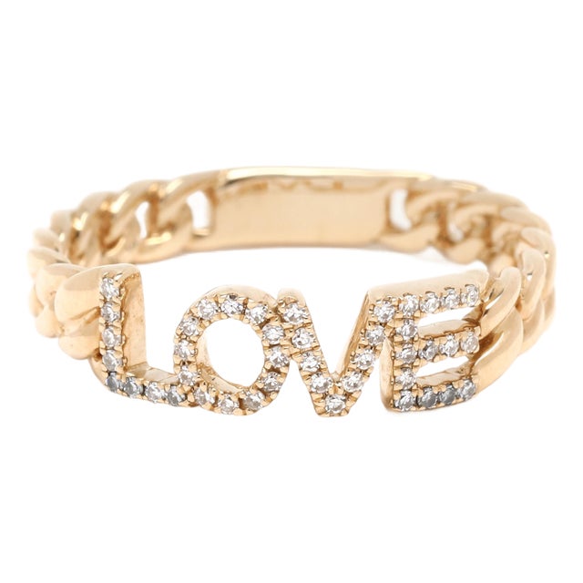 0.12ctw Diamond Love Band Ring, 14k Yellow Gold, Ring Size 7 For Sale