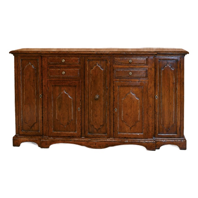 Italian French Provincial Walnut Sideboard With Wine Storage For Sale
