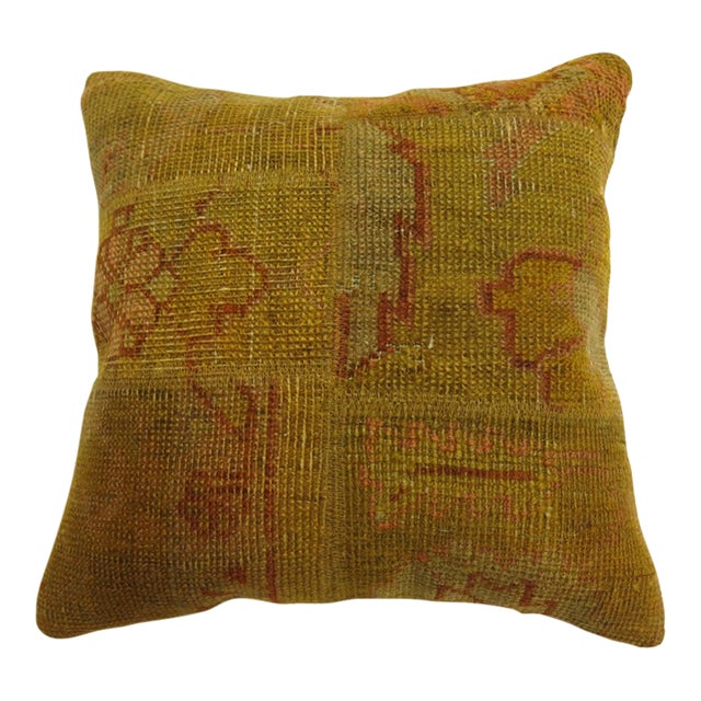 Antique Oushak Patchwork Rug Pillow rug no. r4875k For Sale
