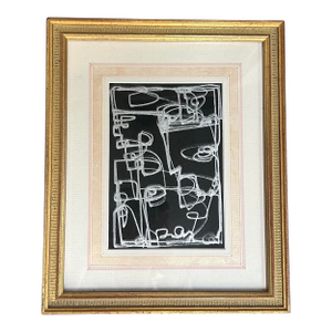 Contemporary Original Wayne Cunningham Metallic Abstract Marker Drawing