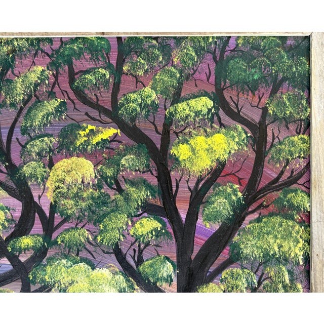 Early 21st Century Original Signed and Framed Primitive Outsider Art Acrylic on Canvas by Ernie Faragoi (Florida, Present Day) For Sale - Image 5 of 12