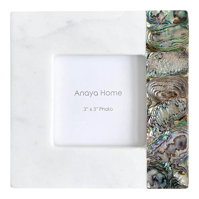 Rainbow Mother of Pearl White Marble Picture Frame 3x3 For Sale