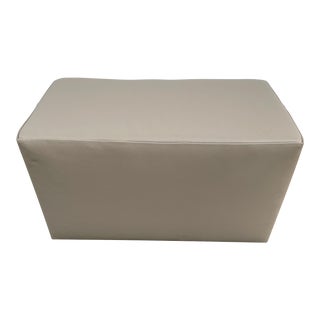 1980s Vintage Beige Italian Leather Rectangular Ottoman For Sale