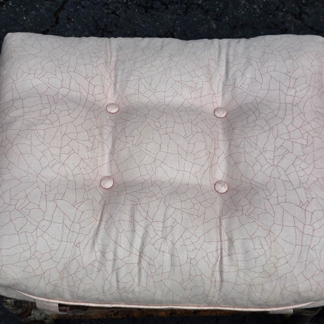 Wood Pair of Mid-Century Hollywood Regency Faux Bamboo Benches With Tufted Cushions For Sale - Image 7 of 10
