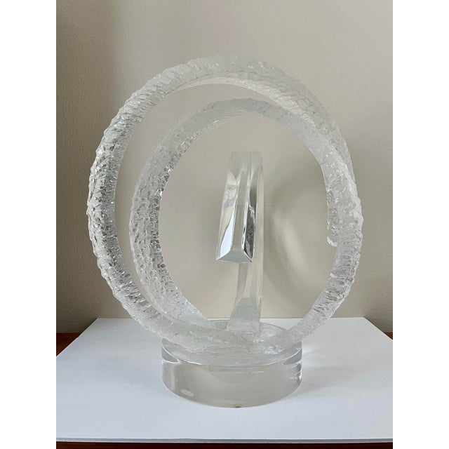 Abstract Textured and Beveled Lucite Orb Sculpture by Van Teal. This is an extraordinary piece of art. With a...