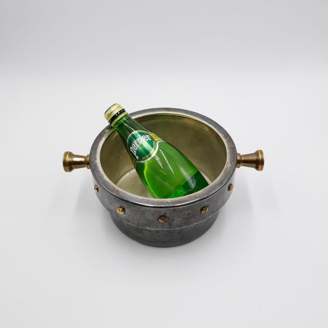 Mid 20th Century Mexican Silver-Plated and Bronze Ice Bucket / Wine Cooler For Sale - Image 13 of 18