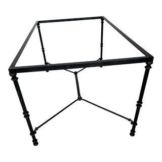 1970s Neo Classic Giacometti Styled Black Wrought Iron Outdoor Dining Table For Sale