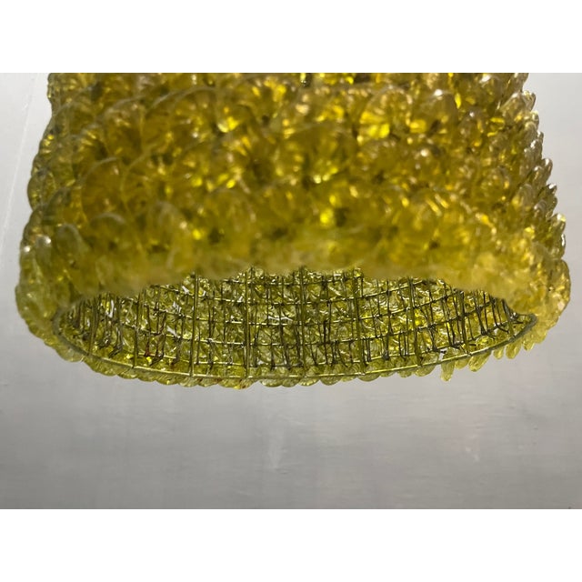 Vintage Olive Green Murano Glass Flower Pendant Lights, 1980s, Set of 2 For Sale - Image 6 of 12