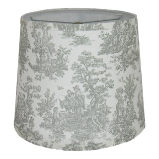12" Gray Toile Drum Lamp Shade For Sale