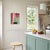 This is a playful, colorful abstract oil painting on a cradled birch panel. The painting explores colors and shapes with a...