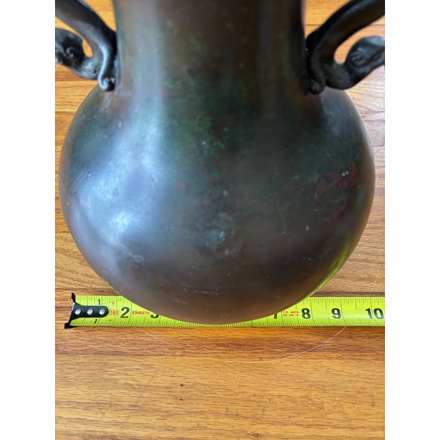 Vintage 12" Bronze Amphora Vase With Dragon Handles For Sale - Image 9 of 9