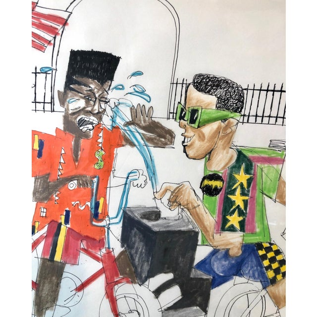 Loren Munk (American, b. 1951), mixed media painting "Romulus & Remus", signed "Munk '89", 13" x 19" inches sheet, framed...