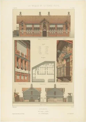 Architectural Print of Ecuries in France, 1900s